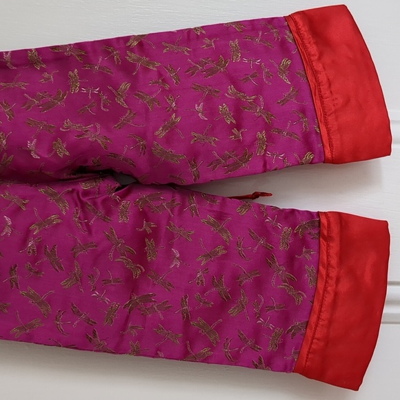 18M Mimi & Maggie Pink Red Gold Pants Shiny Dragonfly Drawstring Bottoms - Picture 10 of 12
